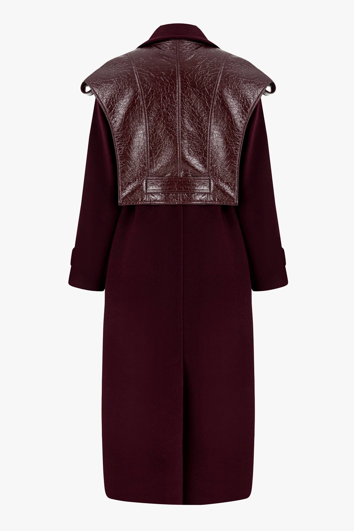 Wool Bhemis Coat with Faux Leather Vest