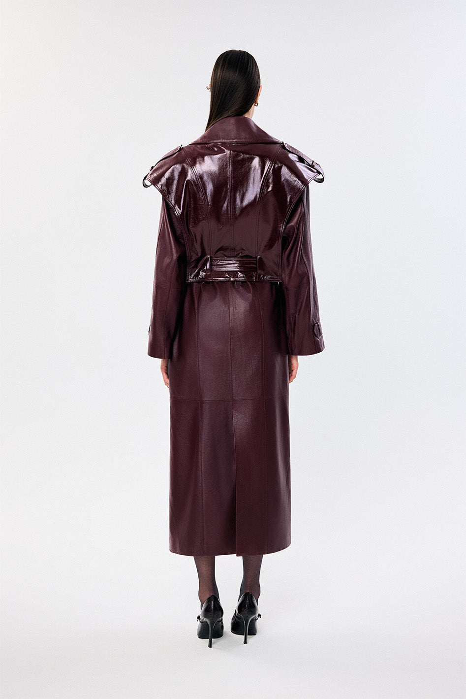 Arden Leather Trench with Arden Patent Leather vest