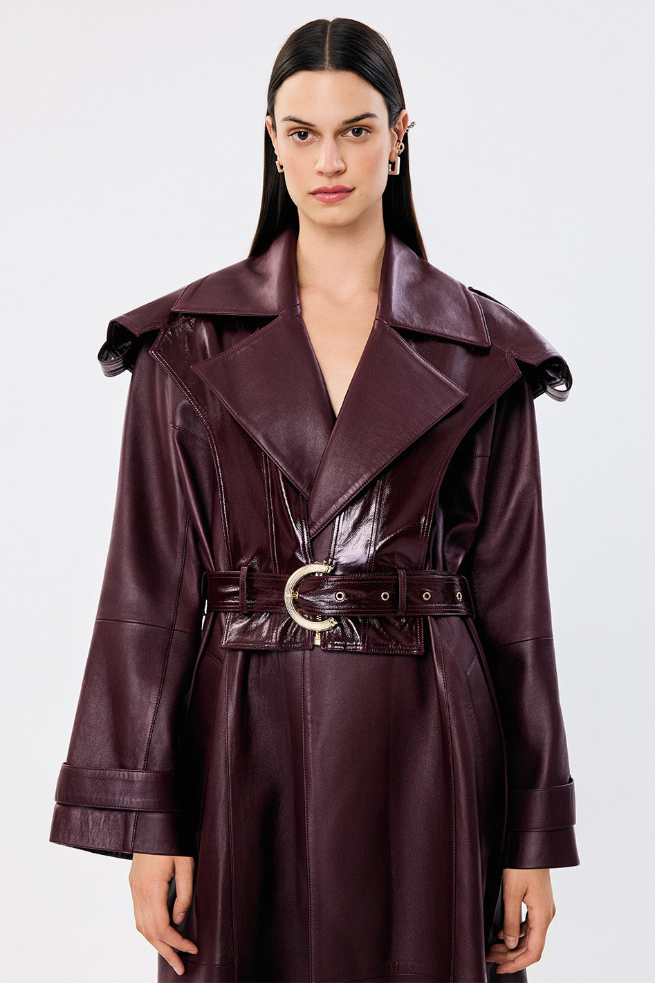 Arden Leather Trench with Arden Patent Leather vest