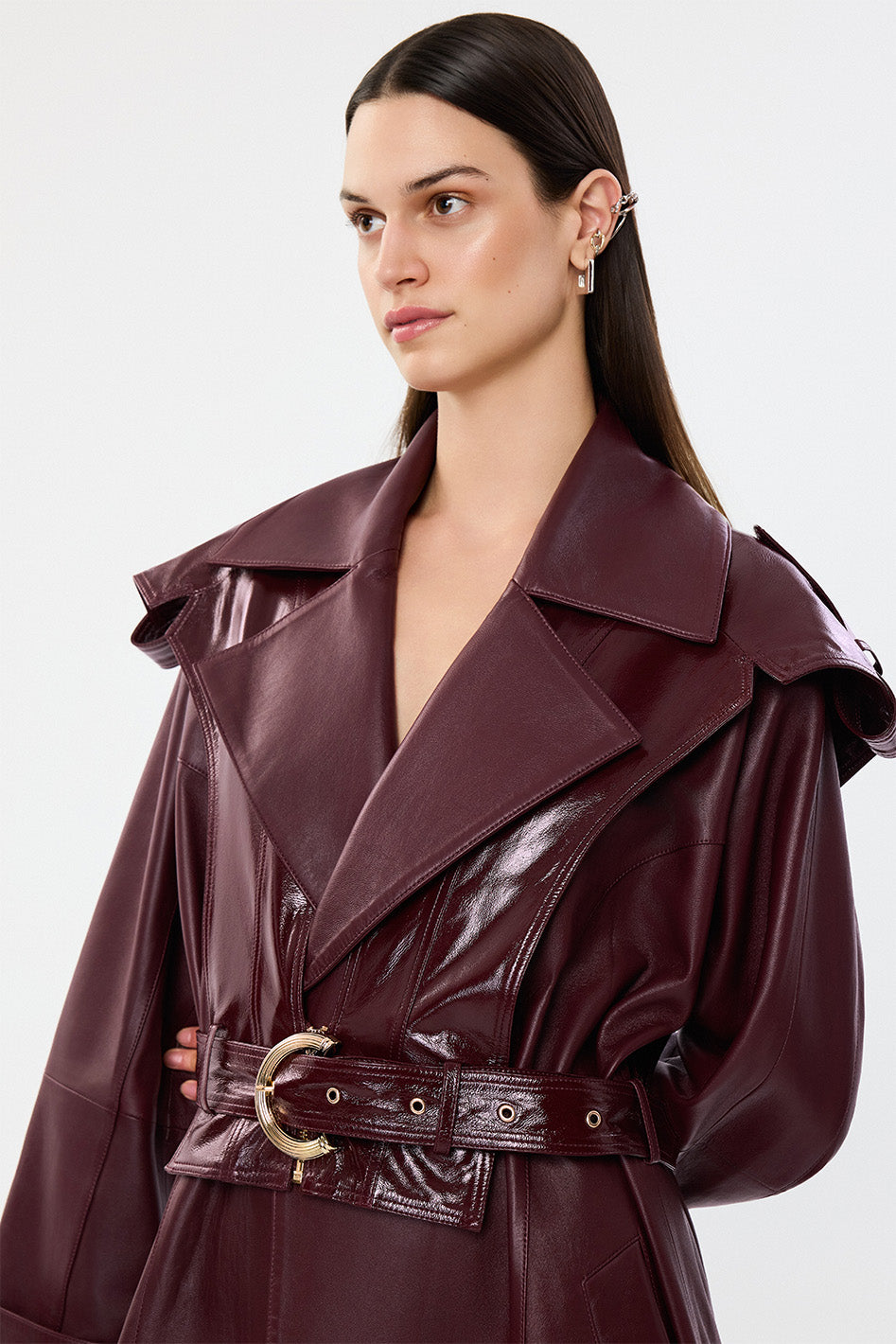 Arden Leather Trench with Arden Patent Leather vest